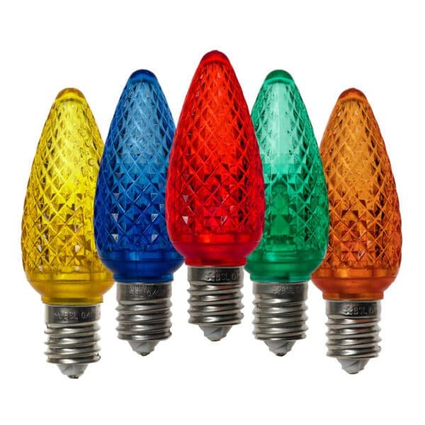 Multicolour C9 faceted LED Christmas bulbs