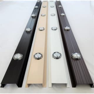 Aluminum permanent lighting track in black, wicker, white and brown with RGBW pucks