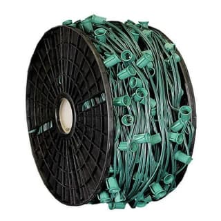 Green C9 socket light line wound on a commercial spool